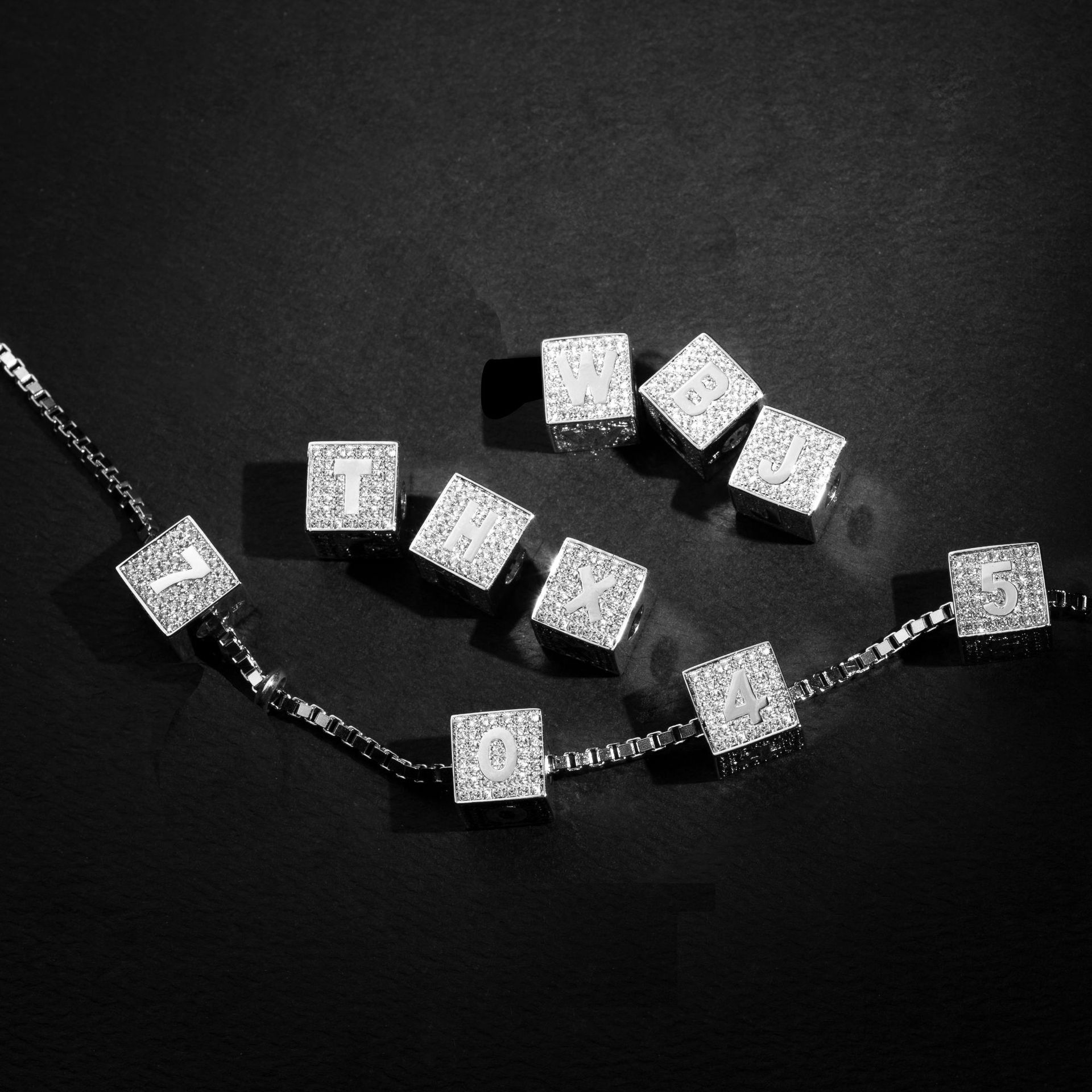 Hip-Hop Letter Copper Plating Rhinestones Necklace