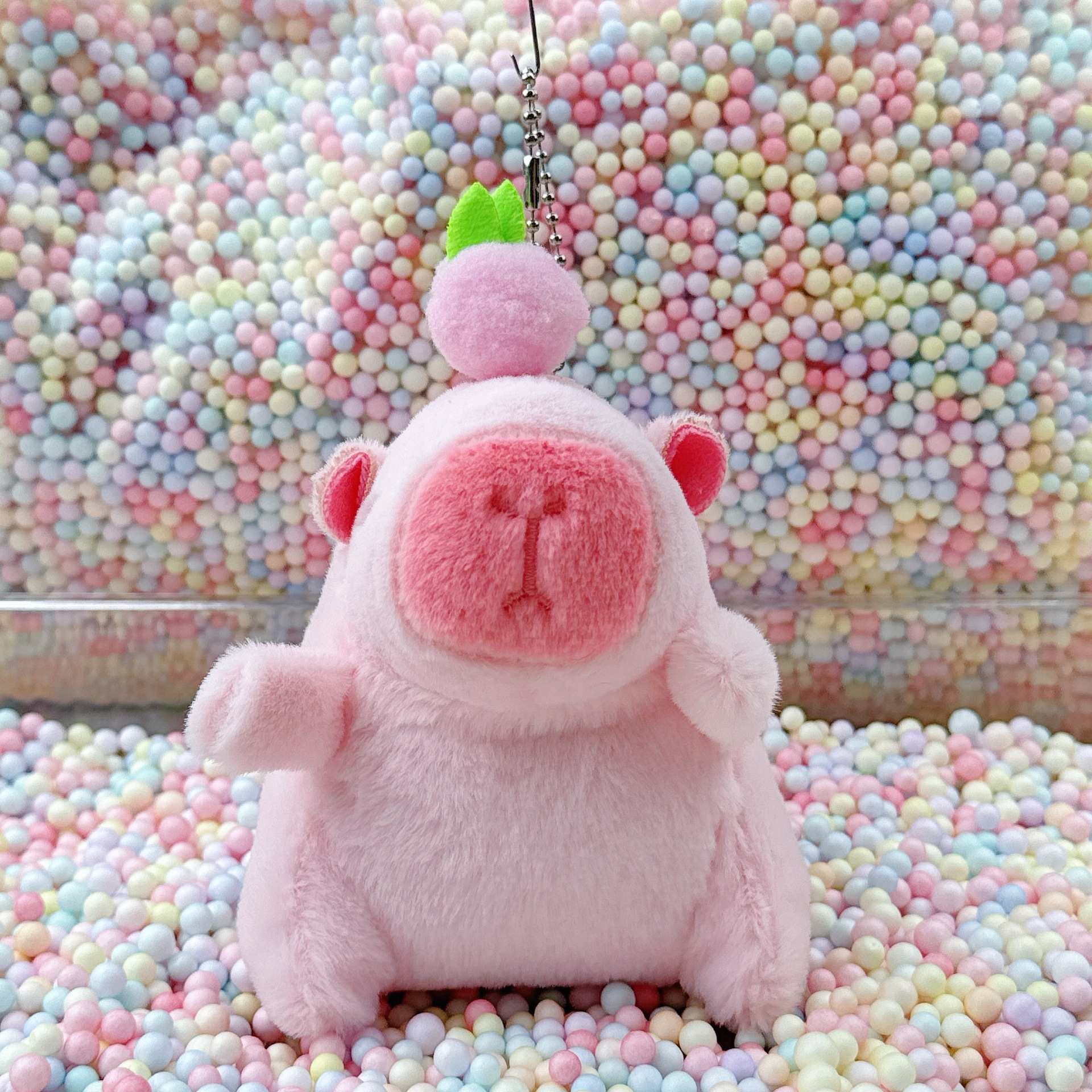 핑크 피치 카피발라 + 비즈 체인