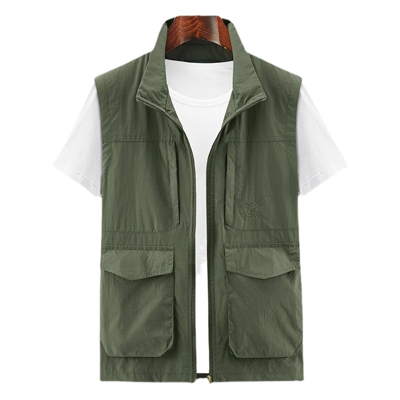 2023 Новый стиль Жилет с большим карманным воротником плюс размер Свободный Открытый Повседневный Универсальный жилет без рукавов с поясом для мужчин
