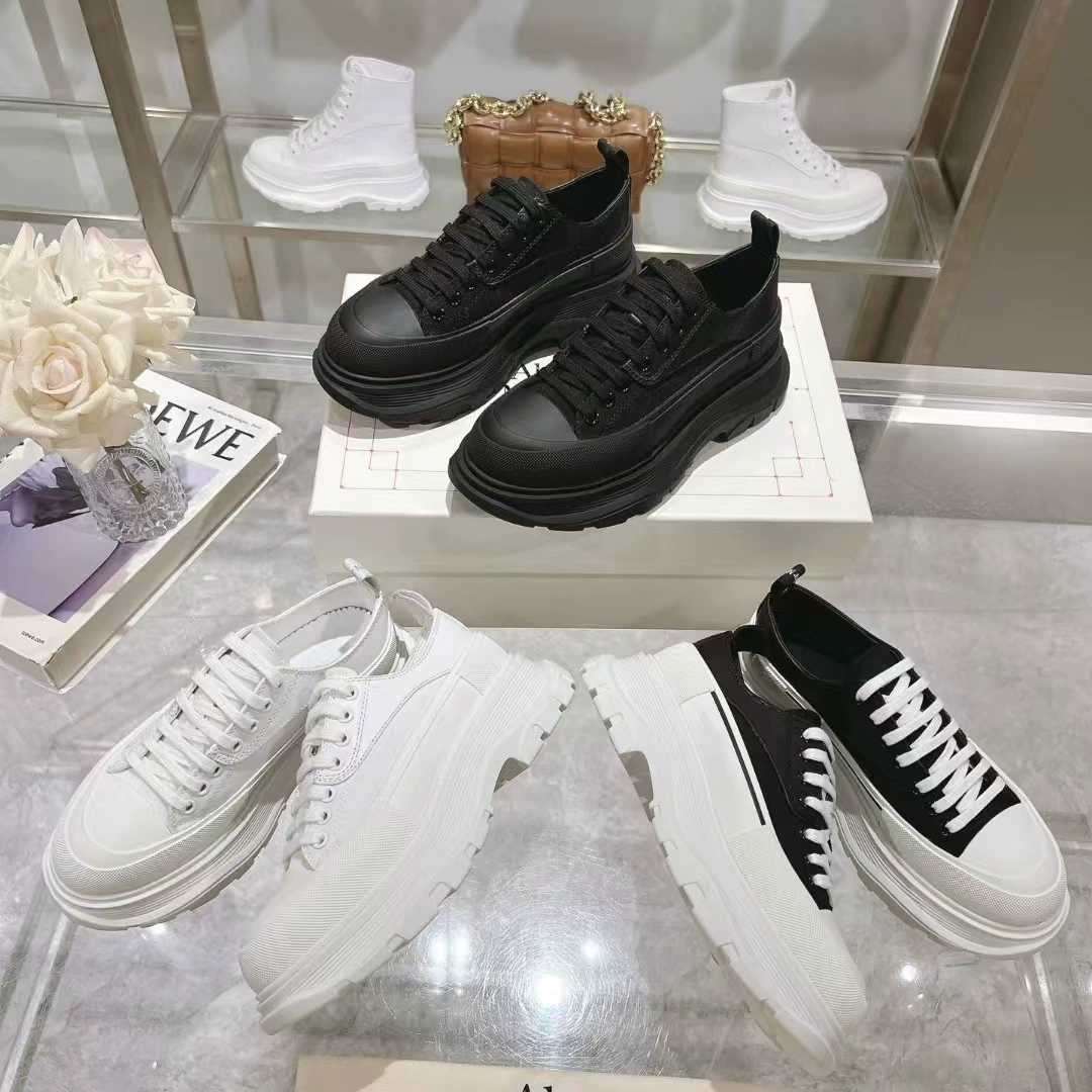 Гао Дин Маккуин холст туфли женские кожаные круглые шнуровки, повседневные папы, мужские пары, увеличенные маленькие белые туфли