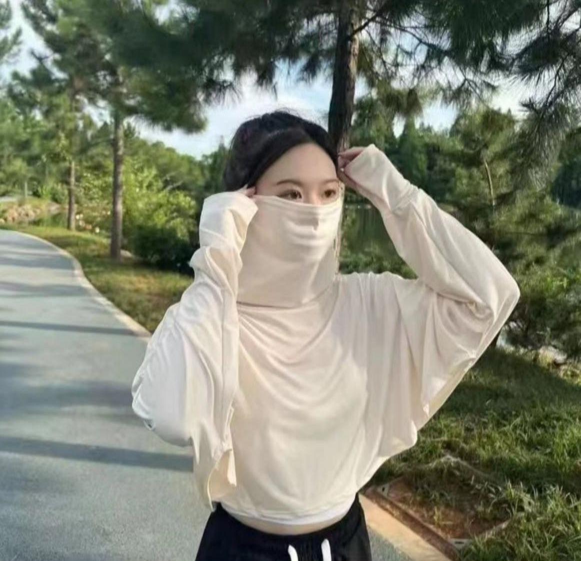 パンパン雅風日焼け止め服女子ショート夏自転車紫外線防止首保護マスク日焼け止めストール一体潮