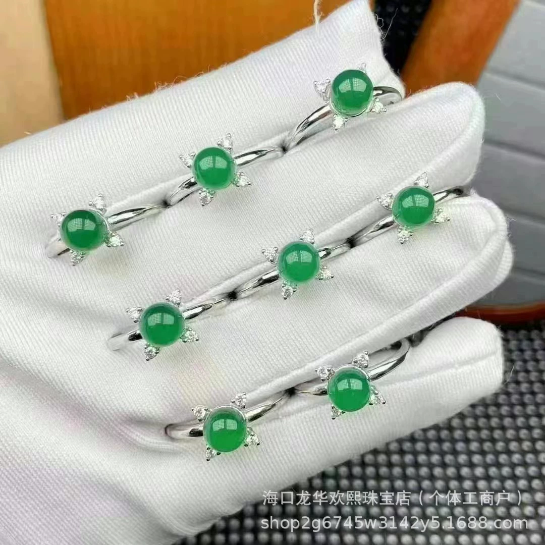 Натуральный зеленый халцедон кольцо зеленый агат