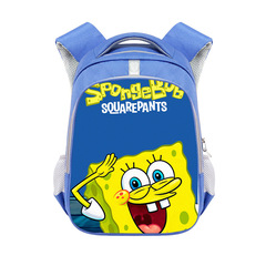 新款海綿寶寶書包學生1-3年級大容量背包男生滌綸耐磨雙肩包批發