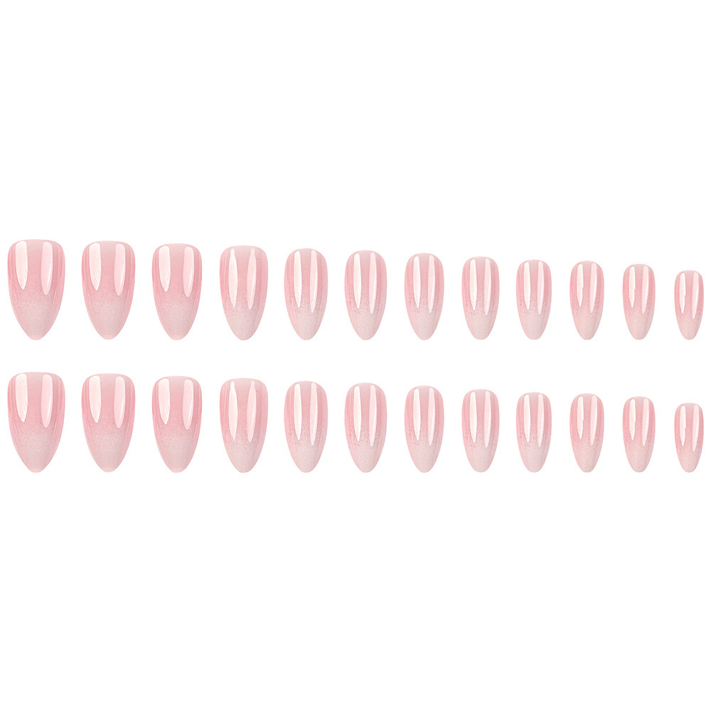 Chicas calientes, uñas de uñas en forma de almendra, parche de uñas desmontable degradado rosa y blanco, uñas de vestir más vendidas en Europa y América