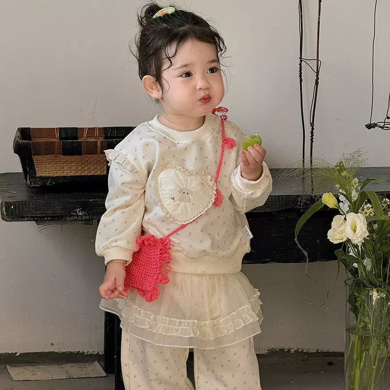 婴幼儿女宝韩版卡通印花套装春季新款女童百搭长袖分体两件套 a类