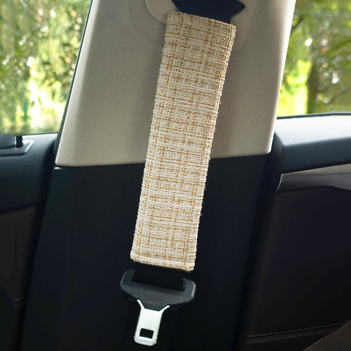 Protector de Hombro para Cinturón de Seguridad Algodón y Lino Anti-estrangulamiento Decorativo para Coche
