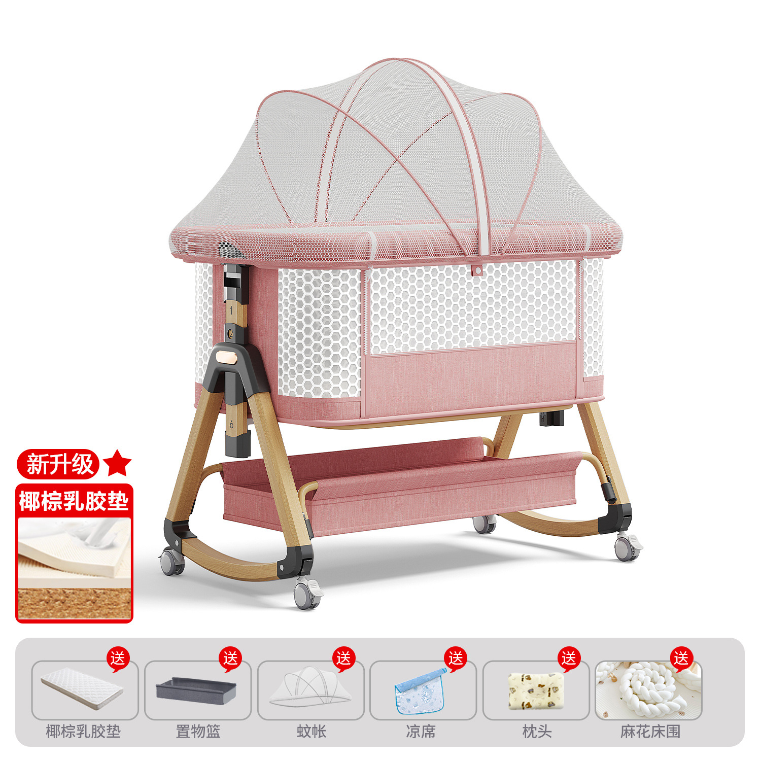Cama de bebé móvil portátil cuna cama plegable multifuncional BB cama para recién nacidos empalme cama grande