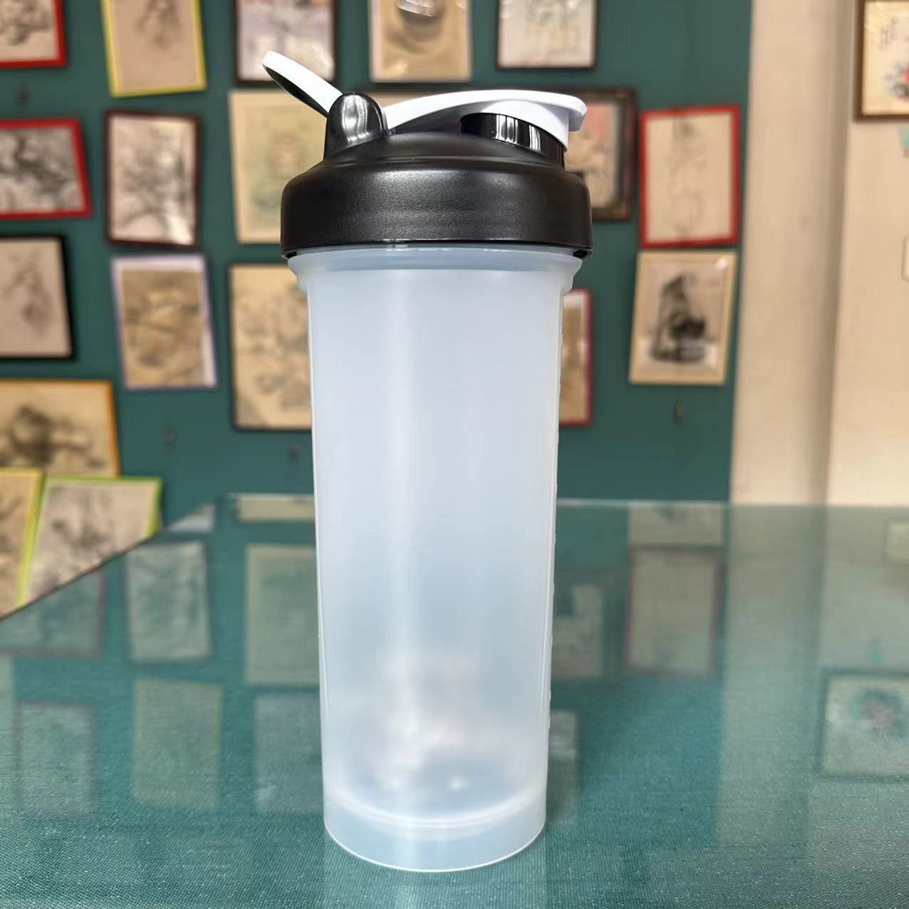 1000 ml batido de proteína en polvo batido gran capacidad ejercicio fitness portátil con taza de agua graduada botella de agua de color