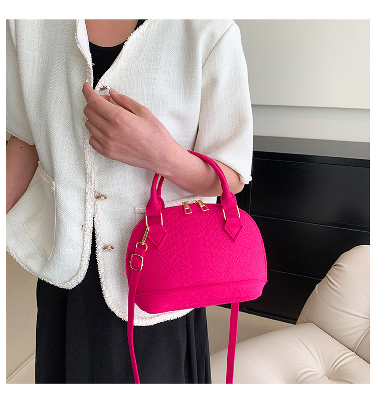 Women's Small All Seasons Felt Cloth Solid Color Streetwear Shell Zipper Shoulder Bag Handbag Dome Bag display picture 5
