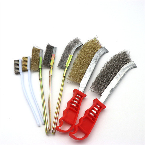 Wholesale wire brush industrial copper wire stainless steel knife brush barbecue grill rust removal cleaning brush long handle wire brush steel brush