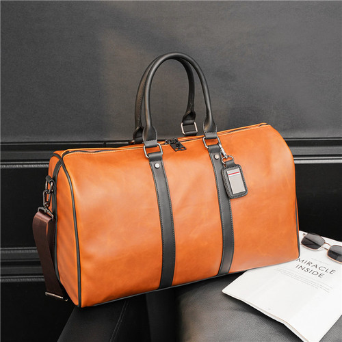 Wholesale large-capacity men's horizontal travel bag, short-distance luggage bag, trendy men's retro fitness bag, shoulder bag