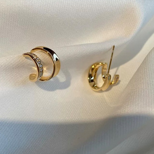 Sweet style earrings, niche design, plain hoop earrings, elegant, lady earrings, versatile, high-end, Yiwu accessories