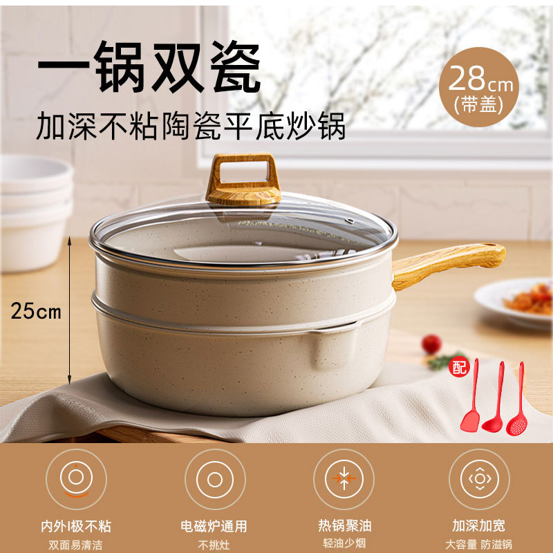 28-Vaporizador de tres piezas de silicona para wok con tapa