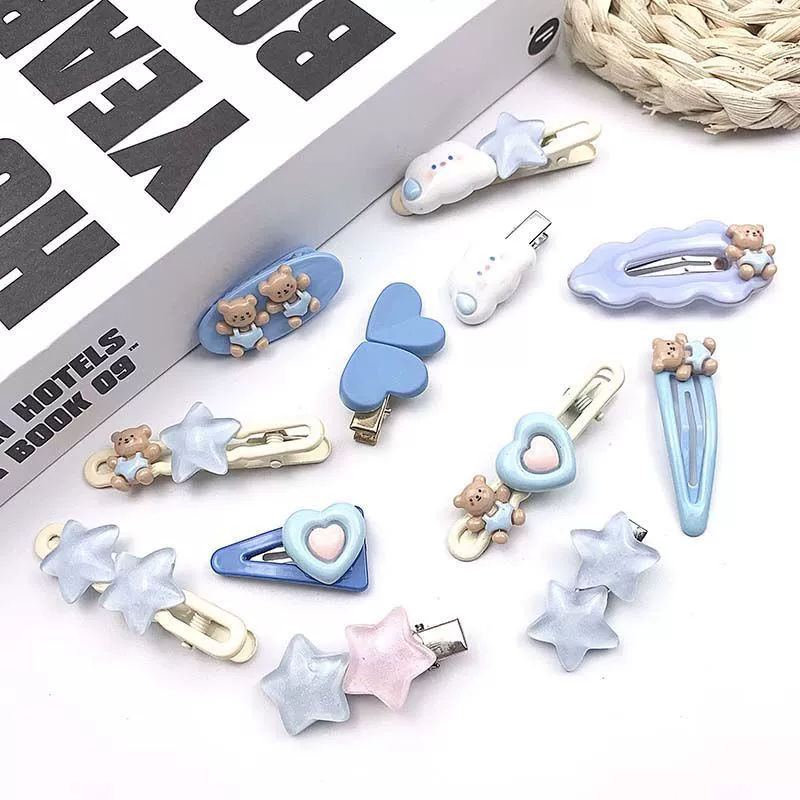 Заколки hairpins brand Cute для челки, пастельные мишки и звёзды, наборы