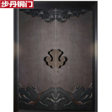 步丹纯铜门手工锻打定做别墅大门双开不锈钢防盗入户门浙江永康厂