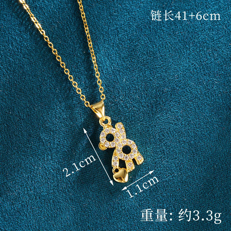 Collar de oro de arena vietnamita, diseño, lindo color, círculo de diamantes, pendientes de oso