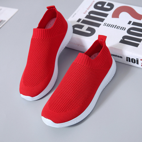  Summer Fashion Women's Sports Shoes Breathable Flyknit Material Cross-border Export AliExpress Single Shoes Personality Slow