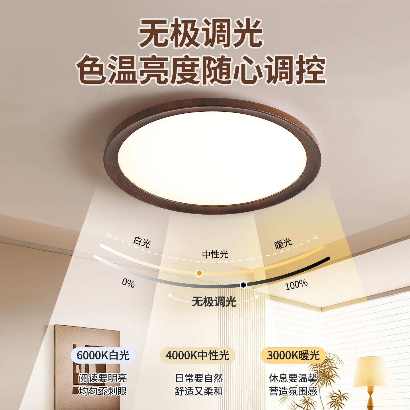 Luz de techo del dormitorio atmósfera de color nuez nuevo estilo chino antiguo estilo Zen impresión creativa dormitorio estudio luz principal L263