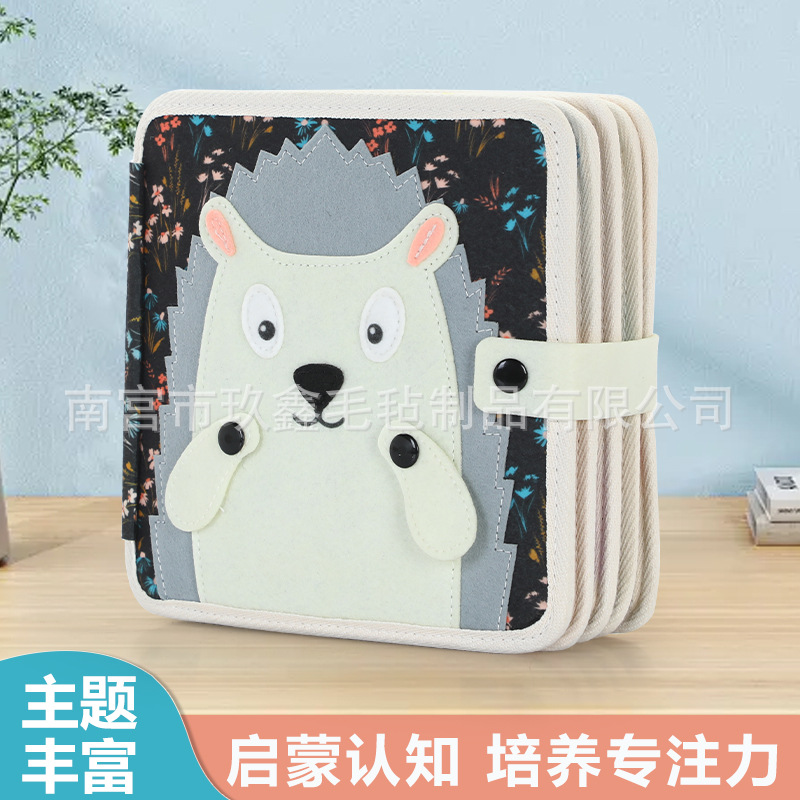 Educación temprana al por mayor fieltro libro tranquilo mano desgarrado velcro juguetes iluminación infantil puzzle libro ocupado estereoscópico manual