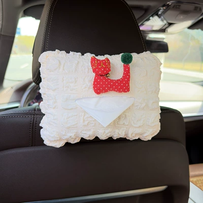 Car-Mounted Tissue Box Hanging Style Car tissue box/set - bell-cat-red-puff-tissue-box