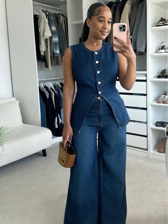 Europa y Estados Unidos comercio exterior transfronterizo ropa de mujer Amazon AliExpress lavado con agua nuevo temperamento sin mangas jeans casuales conjunto