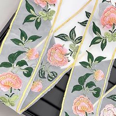 蕾絲花邊輔料小清晰刺繡花朵diy漢服領口窗簾歐根紗邊條