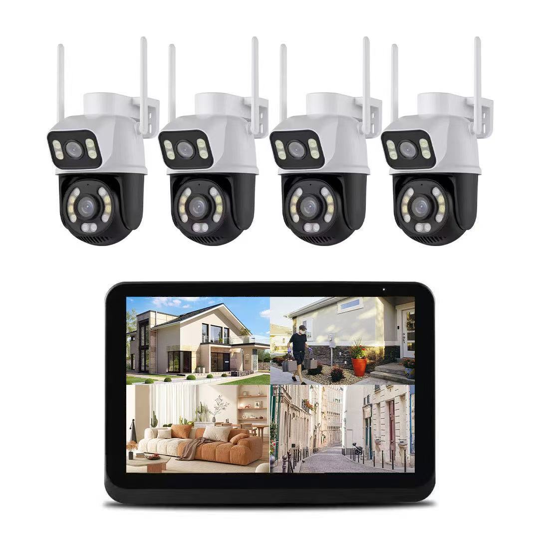 ICSEE 8MP WiFi NVR Seti Çift Lens PTZ IP Kamera 8CH Akıllı Ev Gece Görüşü