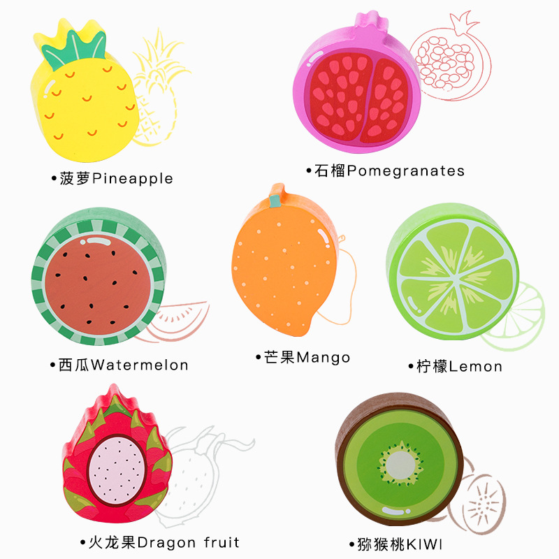 Montessori juego de cuentas de frutas clasificación de color coincidencia cognitiva bebé entrenamiento de movimiento fino rompecabezas juguetes divertidos image 4