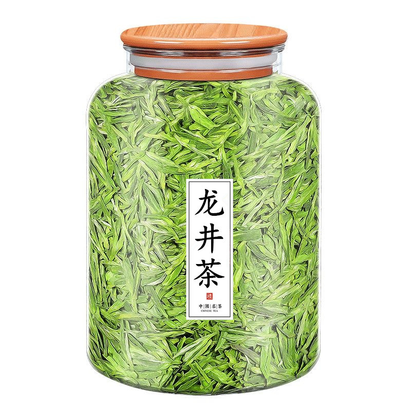 龙井茶2025新茶叶春茶自己喝明前浓香型杭州豆香绿茶木盖透明罐装|undefined