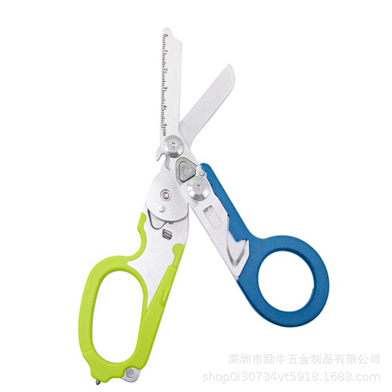 청록색 가위 + 조정 렌치