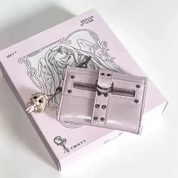 Korean-style pink leather card holder, stylish and multifunctional, large-capacity coin purse, meal card, bus pass, and ID card holder