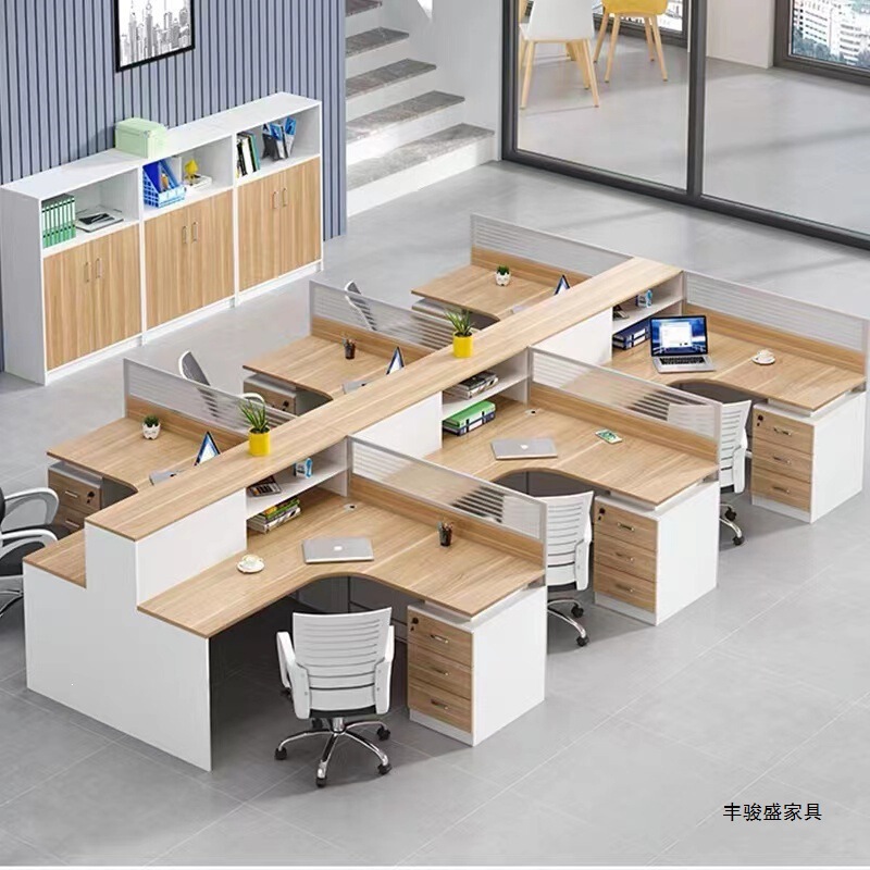 Fengjunsheng Staff Office Desk and Chair Set 4/6 Workstation E0 Environmentally Friendly Office Furniture Executive Computer Desk