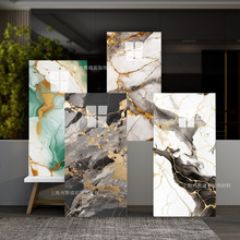 跨境外贸工厂批发鎏金轻奢仿岩板背景墙壁纸自粘仿瓷砖大理石墙贴