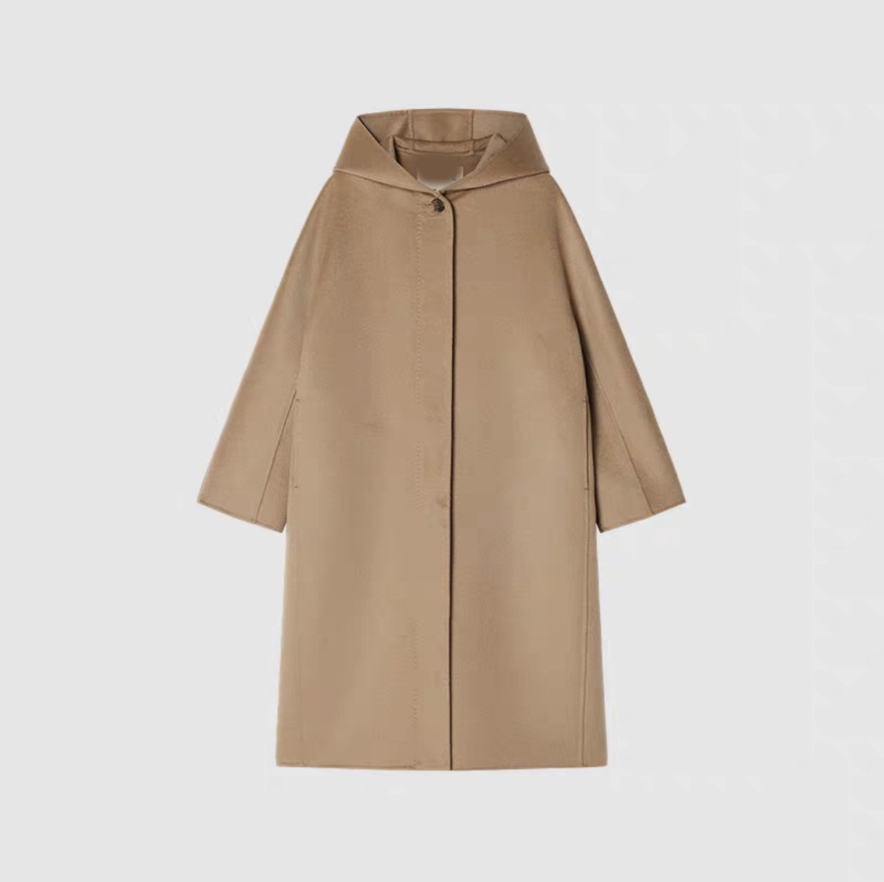 He 1.9W+! 2025 Winter New Style Simple Wool Double-Sided Woolen Knee-Length Hooded Outwear Women's Woolen Outwear