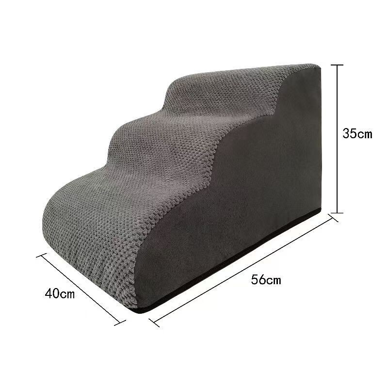 Dog Stair Manufacturer Removable and Washable Pet Ladder Gray Sponge Steps Small and Medium-Sized Dog Teddy Sofa Bed Ladder