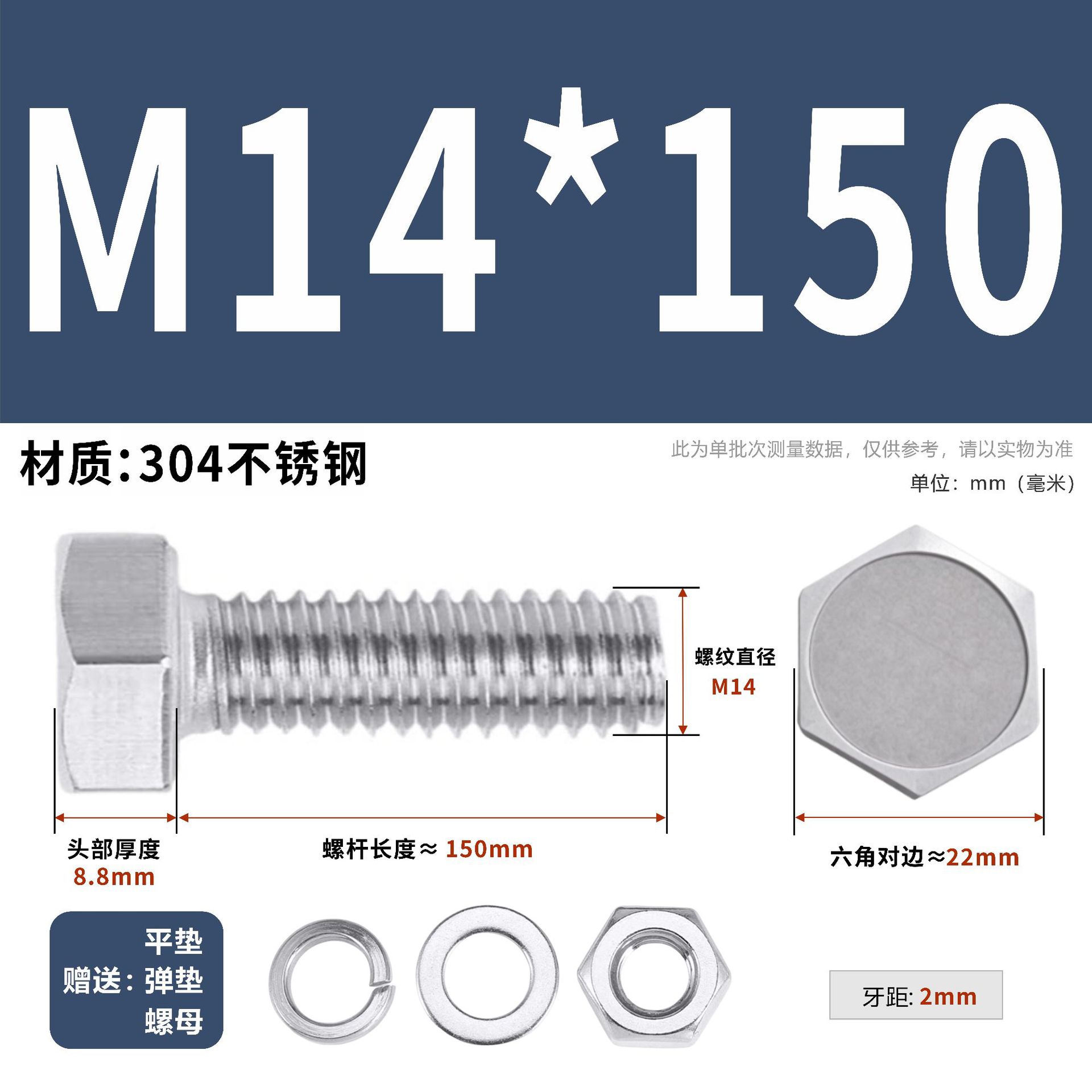 304 acero inoxidable tuerca perno hexagonal conjunto de accesorios de almohadilla de resorte M3M4M5M6M12 image 174