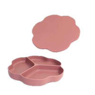 Amazon venta caliente en un plato de silicona para niños herramientas de alimentación para bebés flores de plato al por mayor
