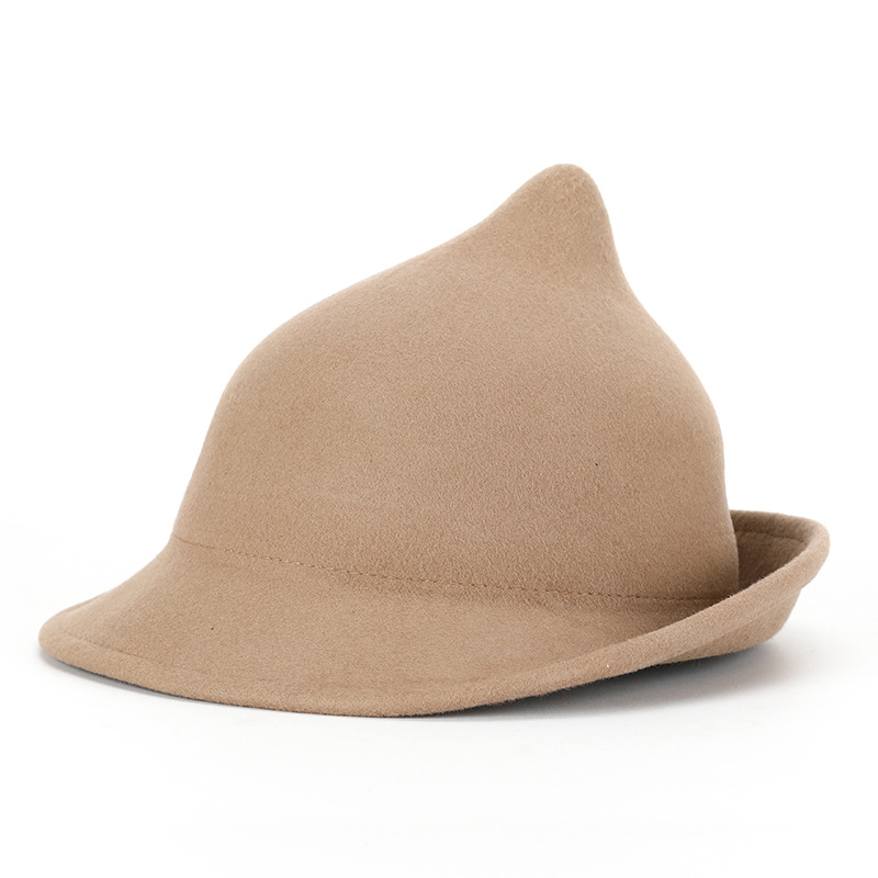 Sombrero mágico personalidad europea y americana sombrero mágico sombrero de fieltro halloween forma de escenario curling sombrero de bruja de lana 54-57cm