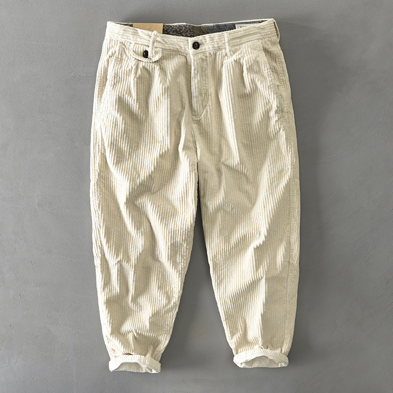 Z325 Autumn/Winter New Men's Cotton Corduroy Solid Color Casual Japanese Style Cargo Pants Wholesale