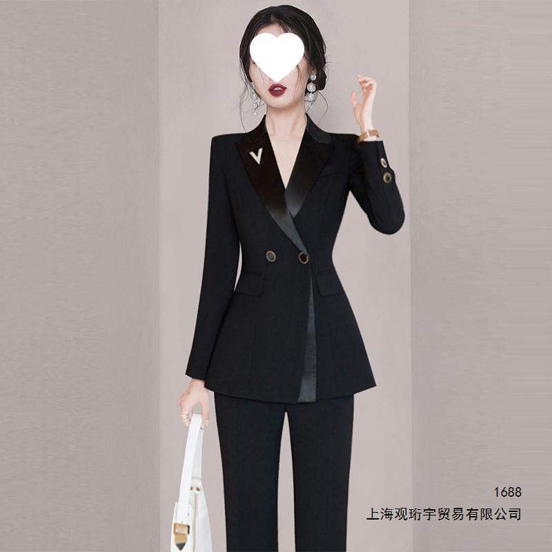 女神范黑色西装套装女2026秋季新款感职业气质修身西服两件套