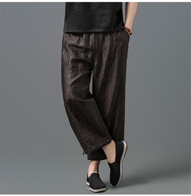 Quần culottes ống rộng lụa tơ tằm họa tiết vân sa rùa phong cách quốc gia — Màu cà phê SPH8813 chi tiết 9