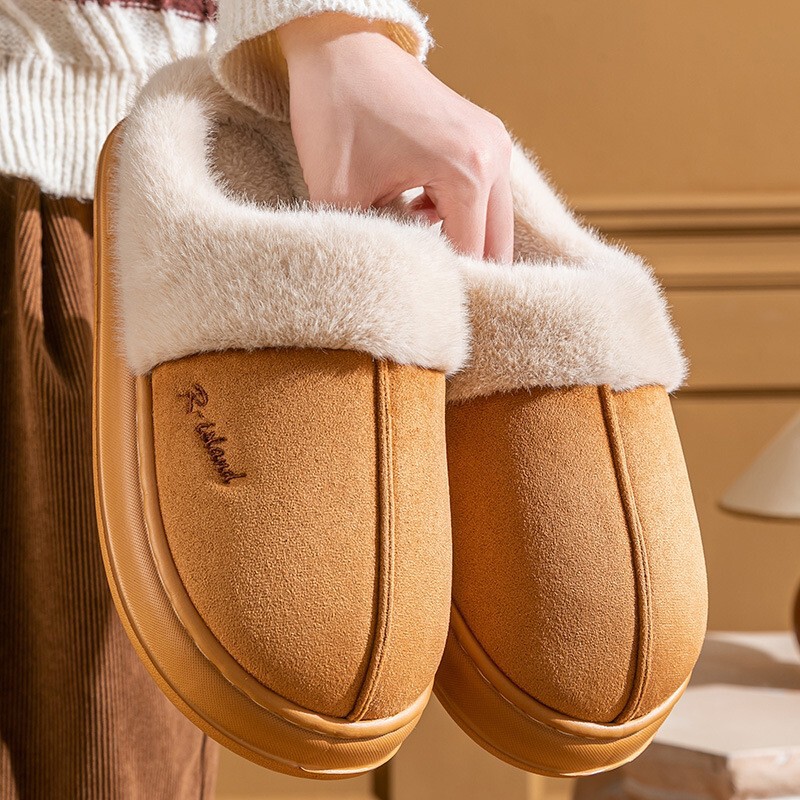 2025 Cotton Slippers for Women Winter New Style Home Plush Warm Thick-Soled Non-Slip Floor Cotton Shoes for Men for Outer Wear Wholesale