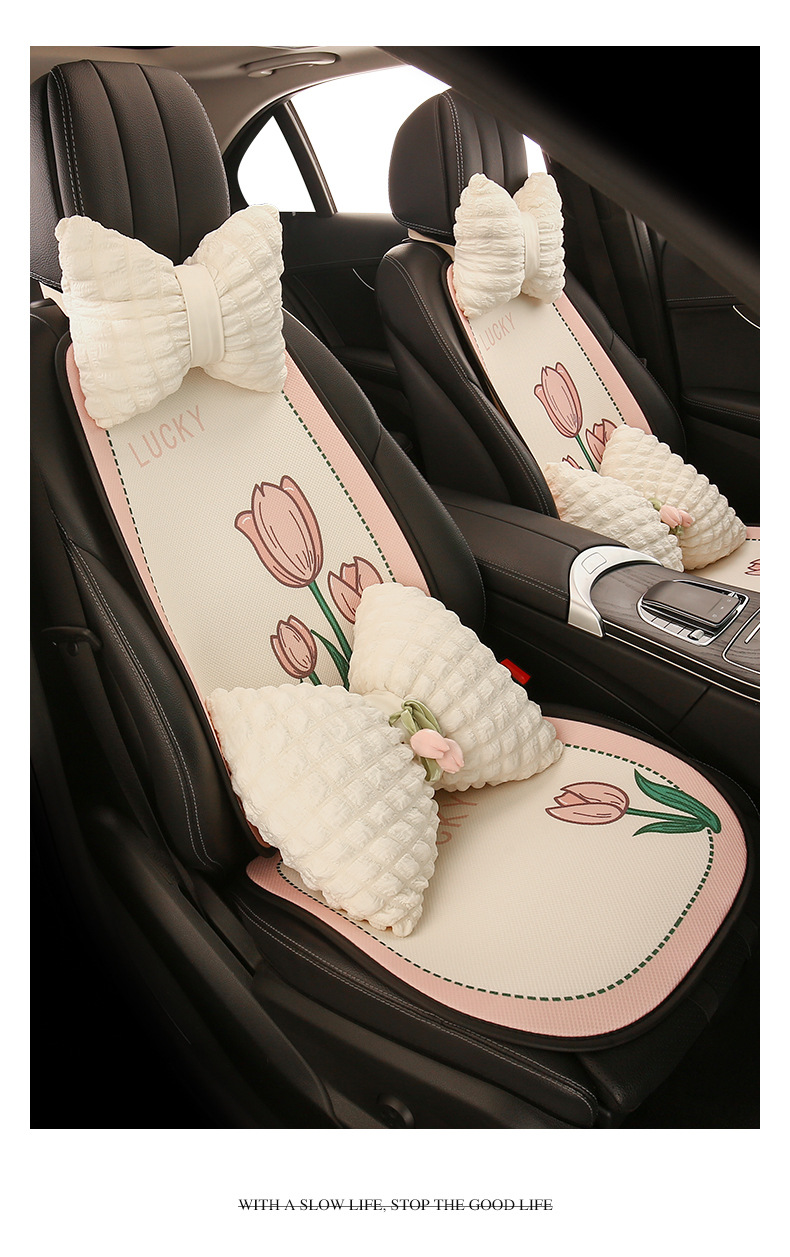 26 Car Seat Cushions, Universal for All Seasons, Breathable Seat Cushions, Mesh Anti-Slip, Cute Cartoon Seat Cushions, Summer Single Seat