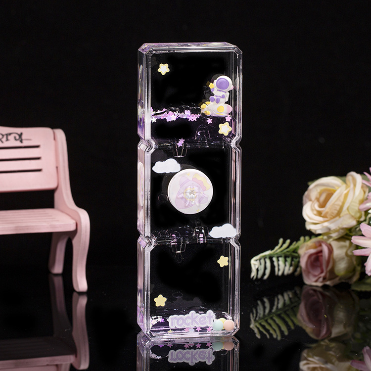 Acrílico transparente panda gota de aceite reloj de arena líquido botella de arena flotante regalo de cumpleaños para niños decoración de escritorio de oficina