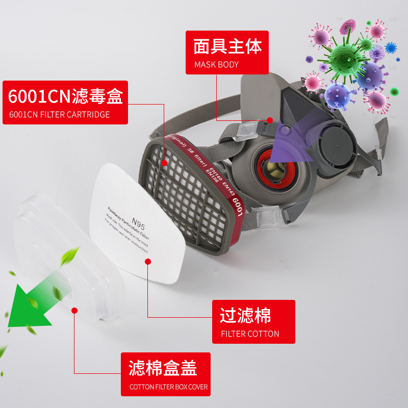 防毒面具半面具粉尘烟毒口面罩呼吸器消防油漆工业煤矿生化防护罩