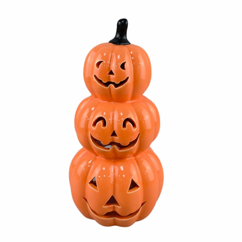 Selección estricta transfronteriza de lámparas de calabaza de Halloween candelabro fantasma luminoso de tres capas de lámparas de calabaza hueco decoración de candelabro