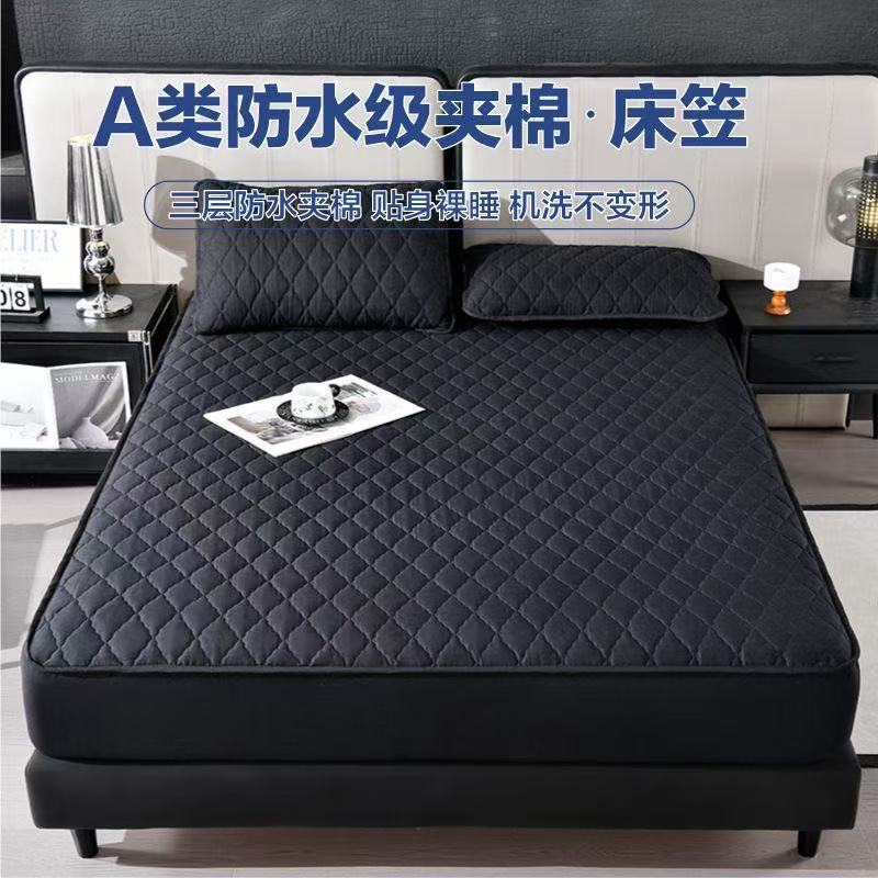 Cross-Border Exclusive Supply of Class a Antibacterial Waterproof Three-Piece Fitted Sheet Set, Thickened Cotton Mattress Cover, Non-Slip Simmons Protector