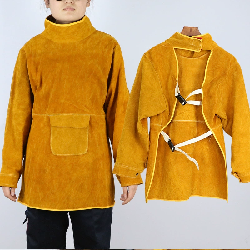 Рабочая одежда из воловьей кожи с обратной обработкой, защитная одежда для сварщиков, противоискровая, износостойкая, противоподгорающая, огнестойкая, защитная одежда, износостойкая теплоизоляционная рабочая одежда