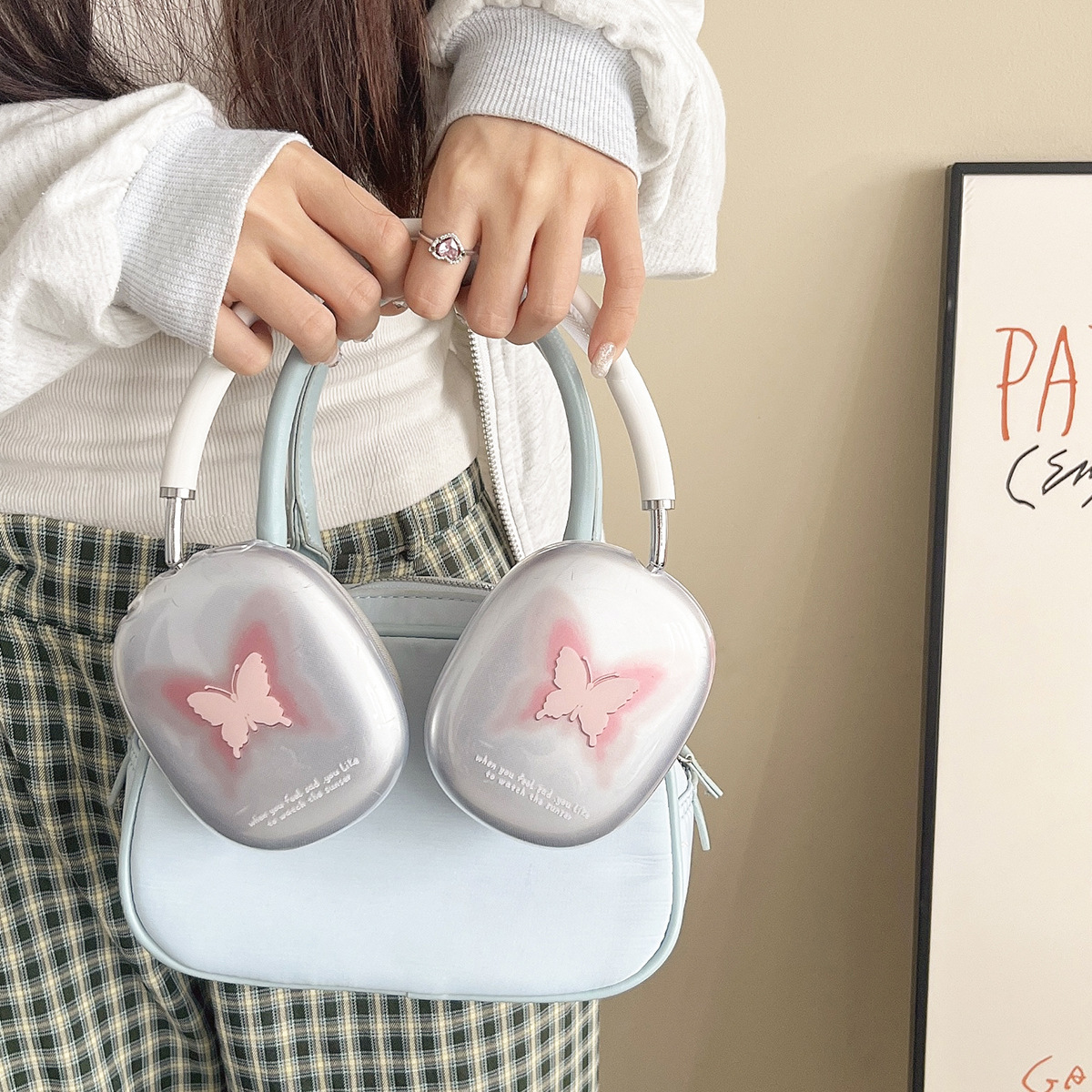 Sizzy Gradient Butterfly Airpods Max Protective Case Apple Headset Ear Cap Ear Mover Earphone Case