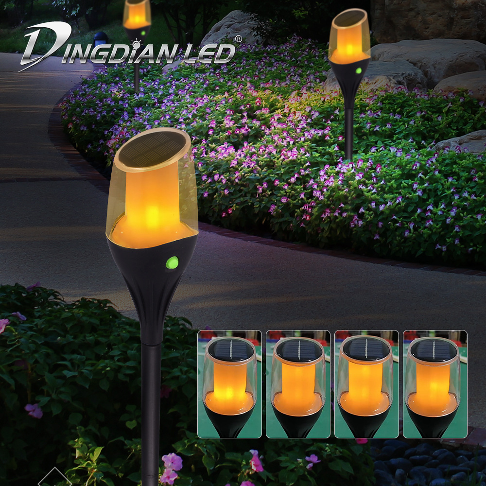 Cross-border private model LED solar torch lamp outdoor villa garden landscape decorative dynamic simulation flame lamp